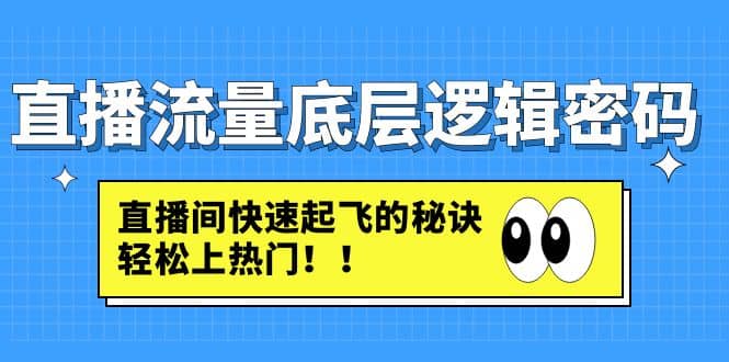 直播流量底层逻辑密码：直播间快速起飞的秘诀，轻松上热门倾城领域-倾城领域