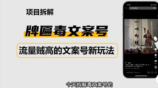 2023抖音快手毒文案新玩法，牌匾文案号，起号快易变现倾城领域-倾城领域