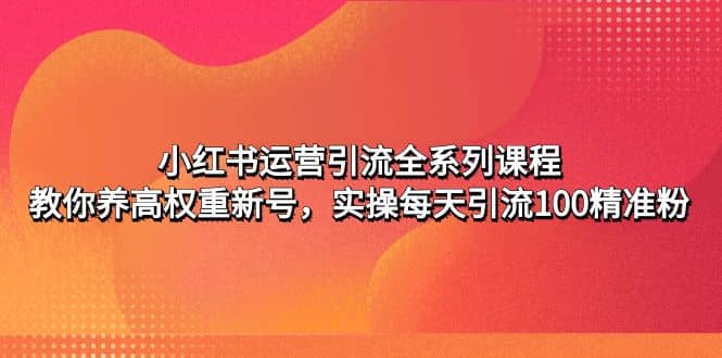 小红书运营引流全系列课程：教你养高权重新号倾城领域-倾城领域