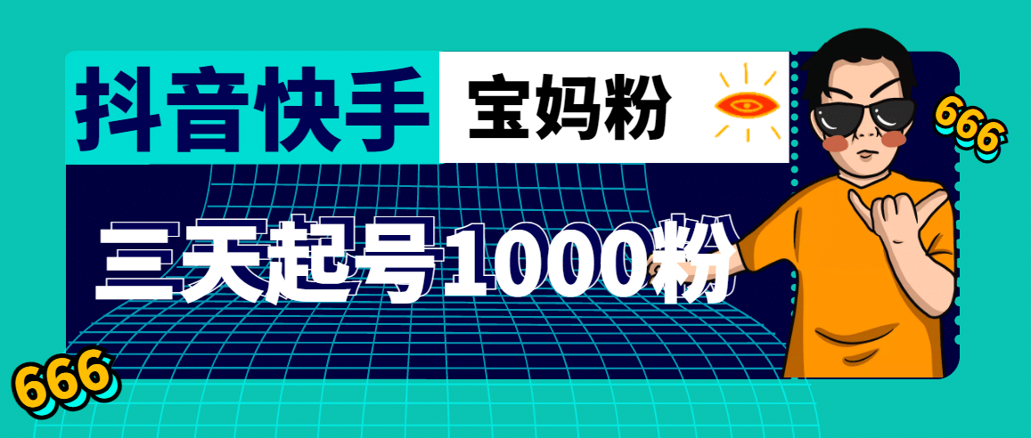 抖音快手三天起号涨粉1000宝妈粉丝的核心方法【详细玩法教程】倾城领域-倾城领域