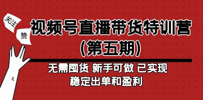 视频号直播带货特训营（第五期）无需囤货 新手可做 已实现稳定出单和盈利倾城领域-倾城领域