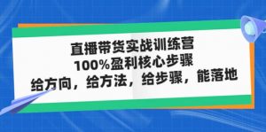 直播带货实战训练营：100%盈利核心步骤，给方向，给方法，给步骤，能落地倾城领域-倾城领域