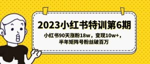 2023小红书特训第6期，小红书90天涨粉18w，变现10w+，半年矩阵号粉丝破百万倾城领域-倾城领域