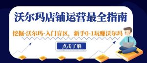 沃尔玛店铺·运营最全指南，挖掘·沃尔玛·入门盲区，新手0-1玩赚沃尔玛倾城领域-倾城领域