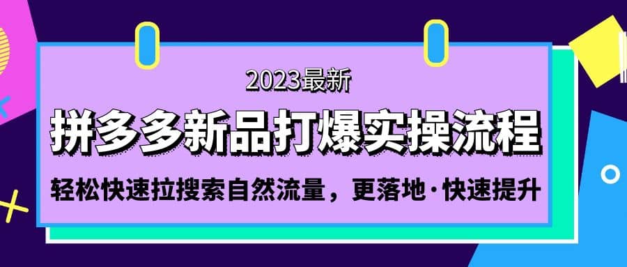 拼多多-新品打爆实操流程：轻松快速拉搜索自然流量，更落地·快速提升倾城领域-倾城领域
