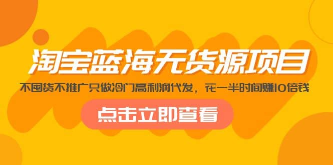 淘宝蓝海无货源项目，不囤货不推广只做冷门高利润代发倾城领域-倾城领域