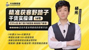 杨光·精准获客野路子：黑科技+快速加人玩法 个微7天加1000 企微爆加5w好友倾城领域-倾城领域