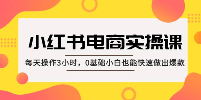 小红书·电商实操课：每天操作3小时，0基础小白也能快速做出爆款倾城领域-倾城领域