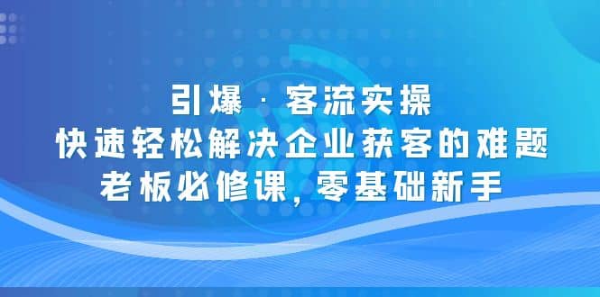 引爆·客流实操：快速轻松解决企业获客的难题，老板必修课，零基础新手倾城领域-倾城领域