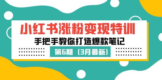 小红书涨粉变现特训·第6期，手把手教你打造爆款笔记（3月新课）倾城领域-倾城领域