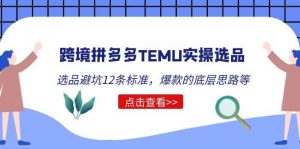 跨境拼多多TEMU实操选品运营方法，选品避坑12条标准，爆款的底层思路等倾城领域-倾城领域