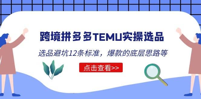 跨境拼多多TEMU实操选品运营方法，选品避坑12条标准，爆款的底层思路等倾城领域-倾城领域