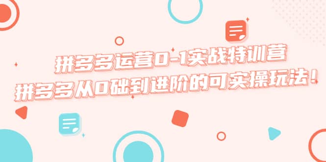 拼多多运营0-1实战特训营，拼多多从0础到进阶的可实操玩法倾城领域-倾城领域