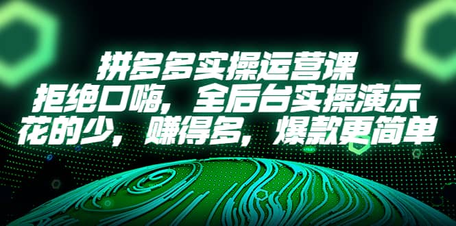 拼多多实操运营课：拒绝口嗨，全后台实操演示，花的少，赚得多，爆款更简单倾城领域-倾城领域