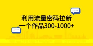 利用流量密码拉新，一个作品300-1000+倾城领域-倾城领域