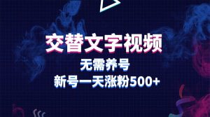 交替文字视频，无需养号，新号一天涨粉500+倾城领域-倾城领域