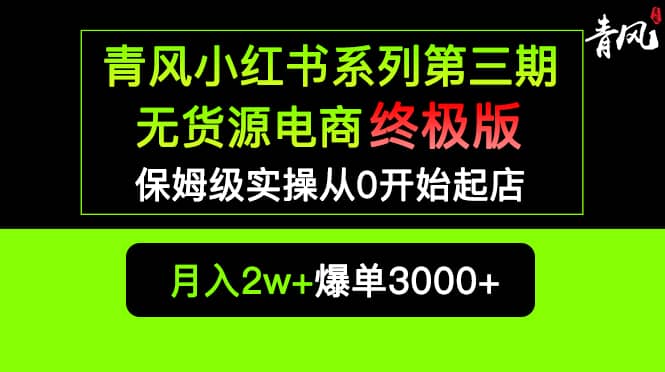 小红书无货源电商爆单终极版【视频教程+实战手册】保姆级实操从0起店爆单倾城领域-倾城领域