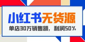 小红书无货源项目：从0-1从开店到爆单，单店30万销售额，利润50%，干货分享倾城领域-倾城领域