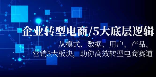 企业转型电商/5大底层逻辑，从模式 数据 用户 产品 营销5大板块，高效转型倾城领域-倾城领域