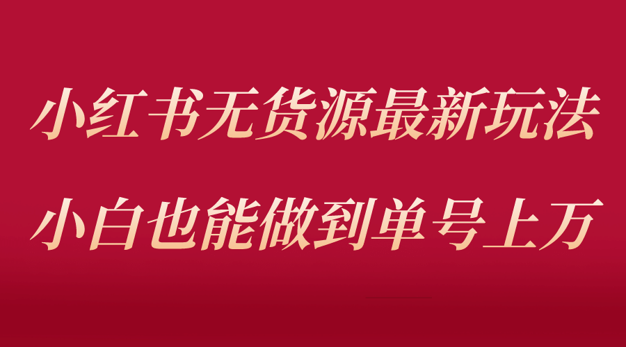 小红书无货源最新螺旋起号玩法，电商小白也能做到单号上万（收费3980）倾城领域-倾城领域