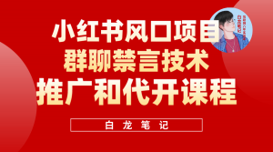 小红书风口项目日入300+，小红书群聊禁言技术代开项目，适合新手操作倾城领域-倾城领域