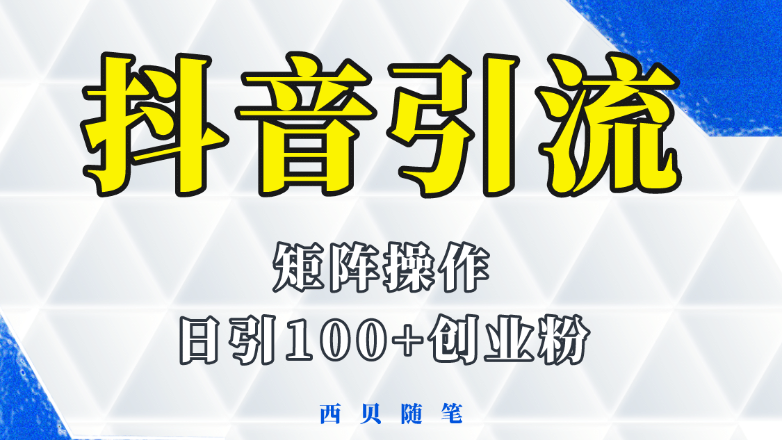 抖音引流术，矩阵操作，一天能引100多创业粉倾城领域-倾城领域