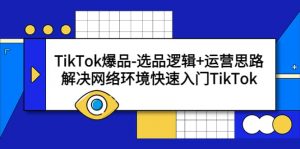 TikTok爆品-选品逻辑+运营思路：解决网络环境快速入门TikTok倾城领域-倾城领域