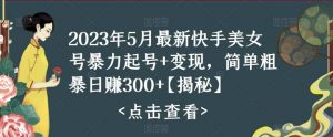 快手暴力起号+变现2023五月最新玩法，简单粗暴 日入300+倾城领域-倾城领域