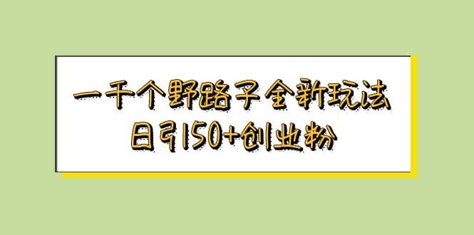 一千个野路子全新玩法 日引50+创业粉倾城领域-倾城领域