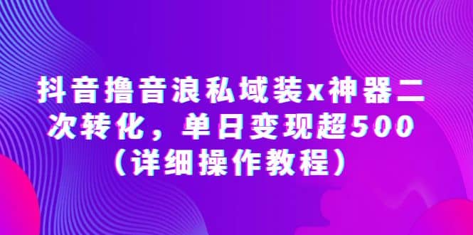 抖音撸音浪私域装x神器二次转化，单日变现超500（详细操作教程）倾城领域-倾城领域