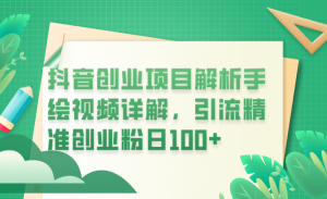 抖音创业项目解析手绘视频详解，引流精准创业粉日100+倾城领域-倾城领域
