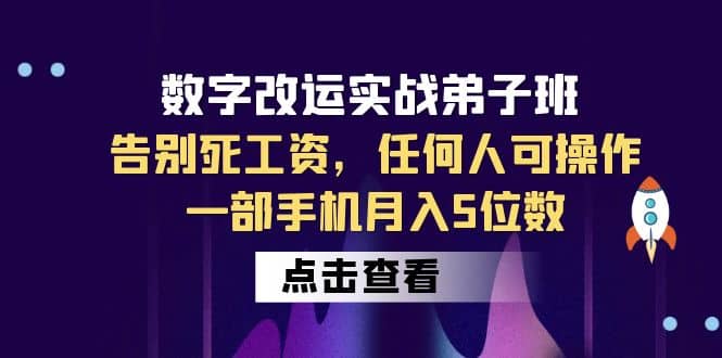 数字 改运实战弟子班：告别死工资，任何人可操作，一部手机月入5位数倾城领域-倾城领域