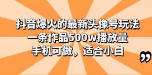 抖音爆火的最新头像号玩法，一条作品500w播放量，手机可做，适合小白倾城领域-倾城领域