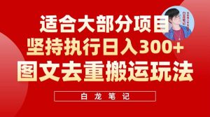 【白龙笔记】图文去重搬运玩法，坚持执行日入300+，适合大部分项目（附带去重参数）倾城领域-倾城领域