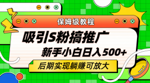 轻松引流老S批 不怕S粉一毛不拔 保姆级教程 小白照样日入500+倾城领域-倾城领域