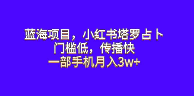 蓝海项目，小红书塔罗占卜，门槛低，传播快，一部手机月入3w+倾城领域-倾城领域