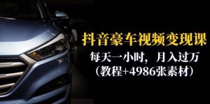 抖音豪车视频变现分享课：每天一小时，月入过万（教程+4986张素材）倾城领域-倾城领域
