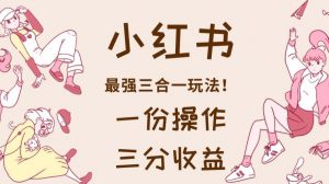 小红书最强三合一玩法，一份操作获得三份收益！【揭秘】倾城领域-倾城领域