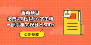 蓝海项目，免费资料引流大学生粉一部手机实现日入300+倾城领域-倾城领域