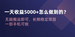 一天收益5000+怎么做到的？无脑搬运即可，长期稳定项目，一部手机可做倾城领域-倾城领域