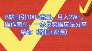 B站日引100+流量，月入2W+，操作简单，一条龙实操玩法分享给你（教程+资源）倾城领域-倾城领域