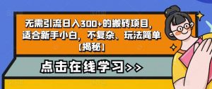 无需引流日入300+的搬砖项目，适合新手小白，不复杂、玩法简单【揭秘】倾城领域-倾城领域