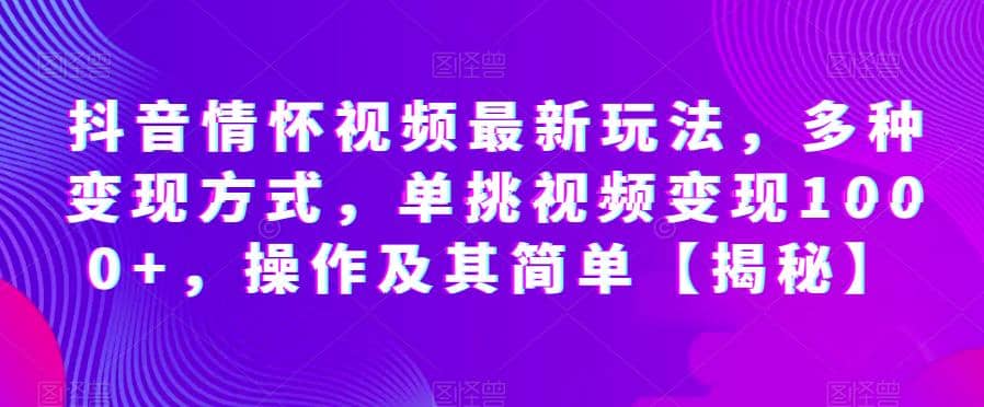 抖音情怀视频最新玩法，多种变现方式，单挑视频变现1000+，操作及其简单【揭秘】倾城领域-倾城领域