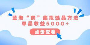 某公众号付费文章《蓝海“前”虚拟选品方法：单品收益5000+》倾城领域-倾城领域