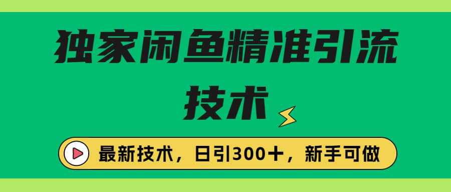 独家闲鱼引流技术，日引300＋实战玩法倾城领域-倾城领域