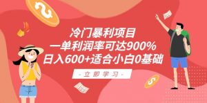 冷门暴利项目，一单利润率可达900%，日入600+适合小白0基础（教程+素材）倾城领域-倾城领域