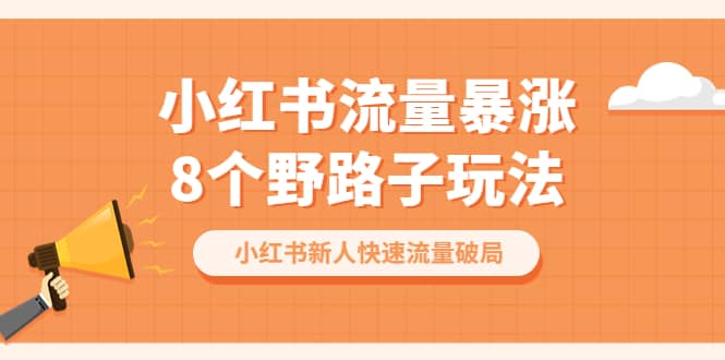 小红书流量-暴涨8个野路子玩法：小红书新人快速流量破局（8节课）倾城领域-倾城领域