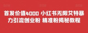首发价值4000 小红书无限艾特暴力引流创业粉 精准粉揭秘教程倾城领域-倾城领域
