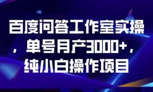 百度问答工作室实操，单号月产3000+，纯小白操作项目【揭秘】倾城领域-倾城领域