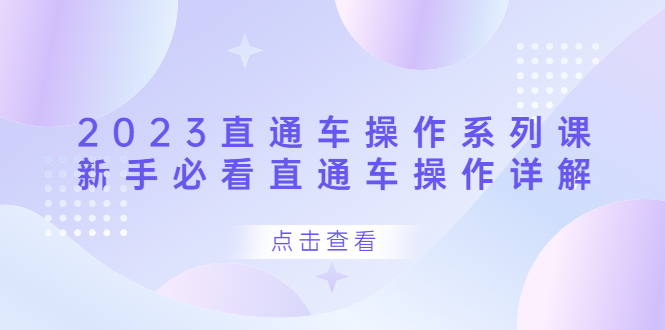 2023直通车操作 系列课，新手必看直通车操作详解倾城领域-倾城领域